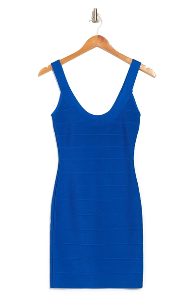 Shop Herve Leger U-neck Mini Bandage Dress In Bright Blue- 438