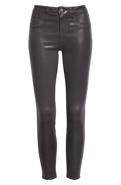 Shop Lagence Margot Coated Crop Skinny Jeans In Greystone Coated