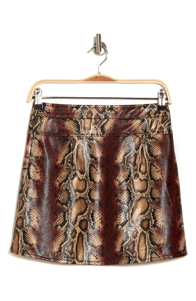 Shop Just One Sexy Snake Skin Print Mini Skirt In Brown