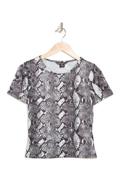 Shop French Connection Snakeskin Print Knit T-shirt In Dark Grey Snake