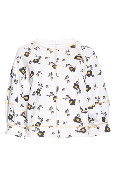 Shop Tanya Taylor Josephine Floral Cotton Sweatshirt In Scattered Blossom Optic White
