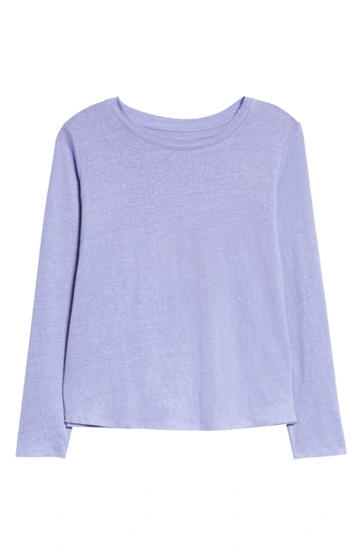 Shop Eileen Fisher Organic Linen Long Sleeve T-shirt In Hydra