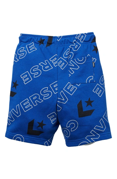 Shop Converse Worldmark Print Shorts In Blue