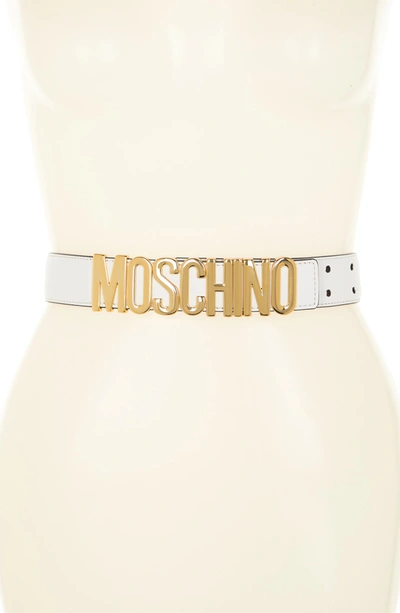 Shop Moschino Logo Belt In White