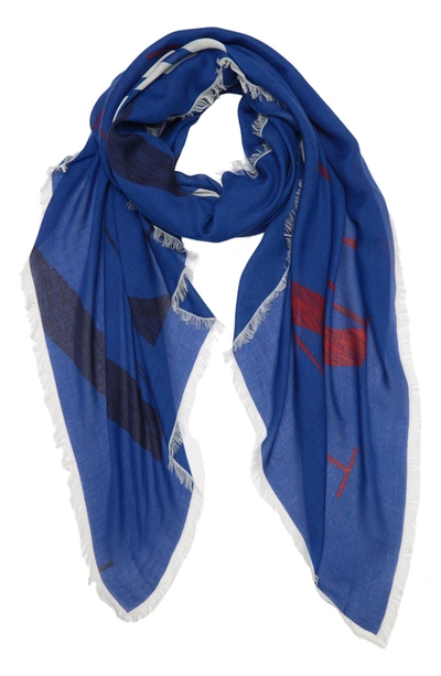 Shop Valentino Woven Patterned Shawl In Bluette