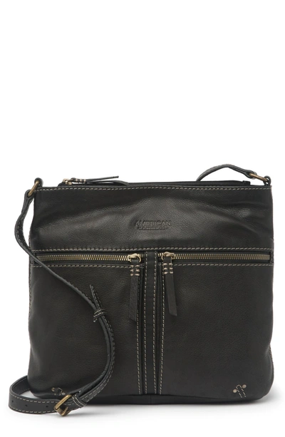 Shop American Leather Co. Hanover Double Entry Crossbody Bag In Black Smooth