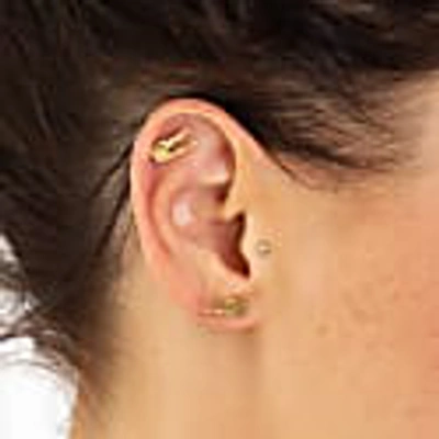 Scream Pretty Gold Crocodile Stud Earrings With Green Eyes In Stud