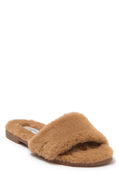 Shop Chinese Laundry Mulholland Faux Fur Slide Sandal In Camel