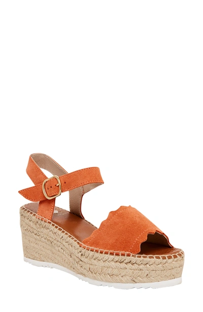 Shop Andre Assous Cacia Platform Wedge Sandal In Coral Suede
