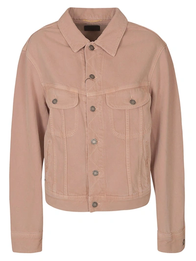 Shop Saint Laurent Classic Denim Jacket In Pink