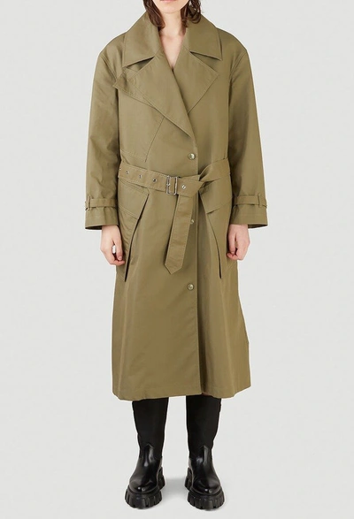 Shop Burberry Oversized Trench Coat In Green