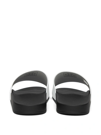 Shop Balenciaga Logo Slide Sandals Black And White