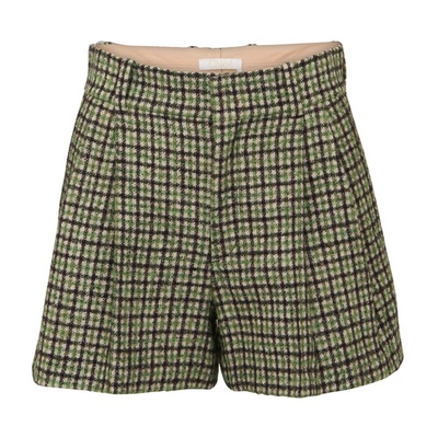 Shop Chloé Checked Shorts In Vibrant Green