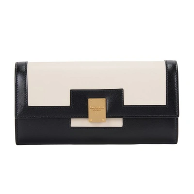 Shop Balmain 1945 Chain Wallet In Gfe Ivoire Noir