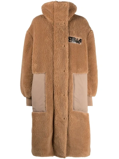 Shop Stella Mccartney Luna Faux-shearling Coat In Brown