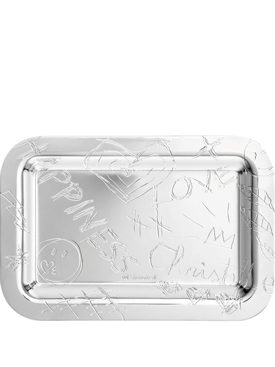 Christofle Graffiti 10x15cm Silver-plated Tray In Silver