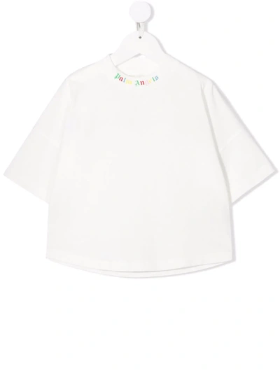 Shop Palm Angels Logo-print Cotton T-shirt In White