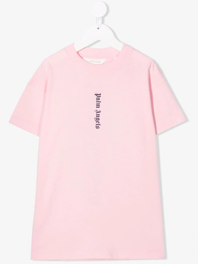 Palm Angels Girls Pink Kids Logo-print Cotton T-shirt Dress 4-12 Years 4 Years In Pink