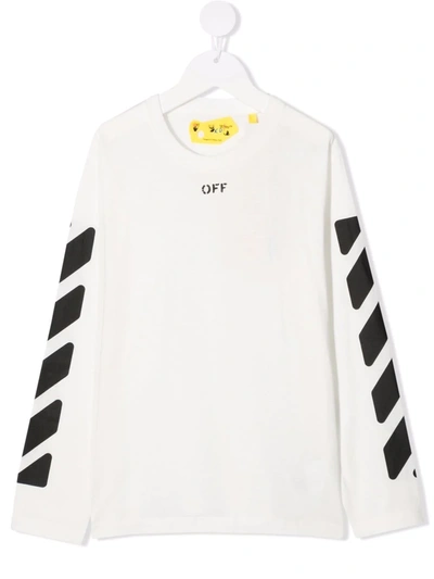 Shop Off-white Diagonal Print Long-sleeve T-shirt In White