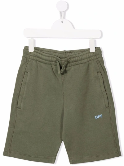 Shop Off-white Off Stamp Short Pant Military Light Blue In Green