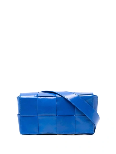 Shop Bottega Veneta Cassette Intrecciato Belt Bag In Blue