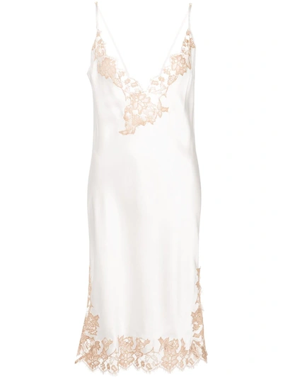 Shop Kiki De Montparnasse Orchid Silk Slip Dress In White
