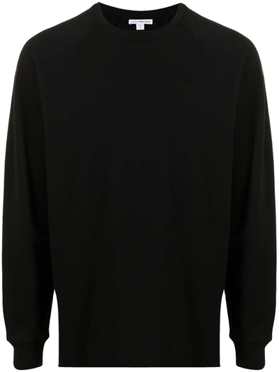 Shop James Perse French Terry Crew-neck Sweatshirt In Black