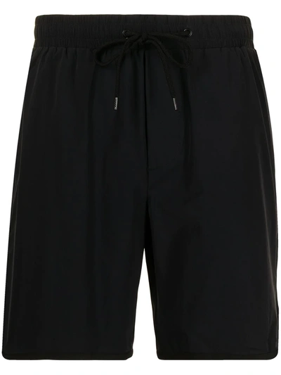 Shop James Perse Drawstring-waist Swim Shorts In Black