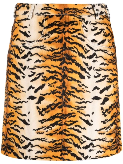 Shop Philosophy Di Lorenzo Serafini Tiger-print A-line Skirt In Orange
