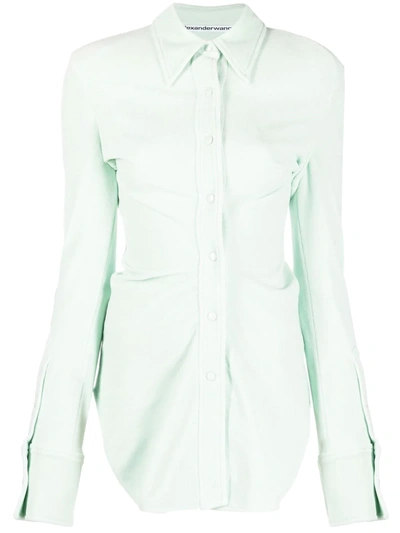 Shop Alexander Wang Long-sleeved Velvet Shirt In Green
