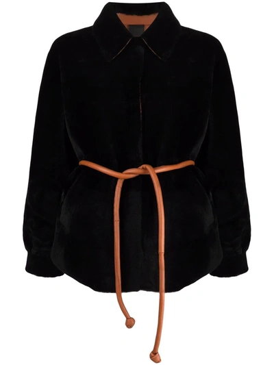 Blancha Reversible Bicolor Wool Jacket In Black