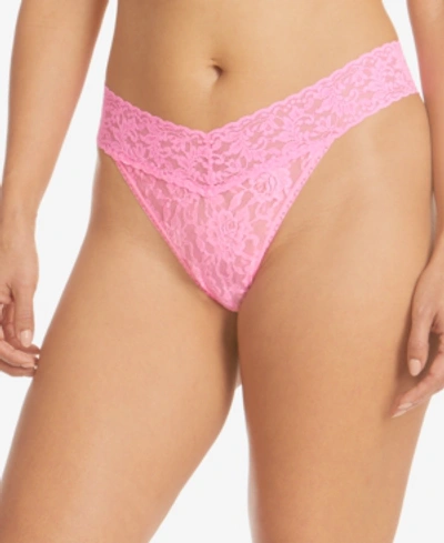 Shop Hanky Panky Signature Lace Women's 4811 Original Rise Thong In Glo Pink