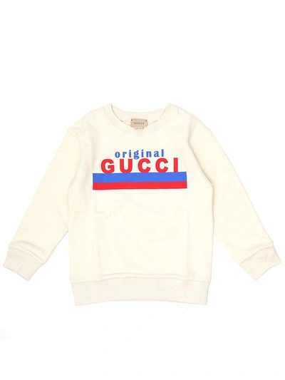 Shop Gucci Kids Logo Print Sweatshirt In White