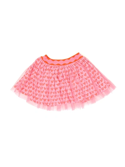 Shop Stella Mccartney Kids Heart Print Tulle Skirt In Pink