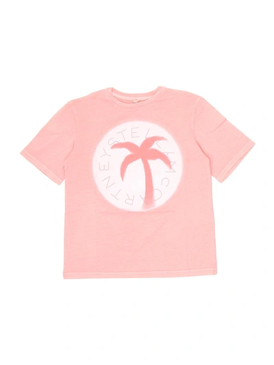 Shop Stella Mccartney Kids Palm Print Oversize T In Pink