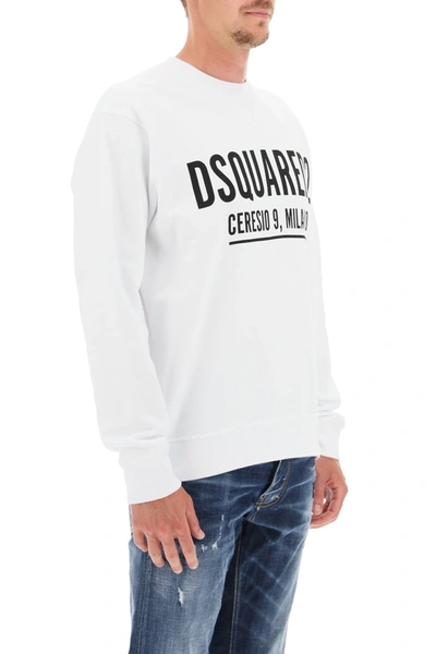 Dsquared2 Ribbed Crew-neck Cotton Sweatshirt With Long Sleeves In White