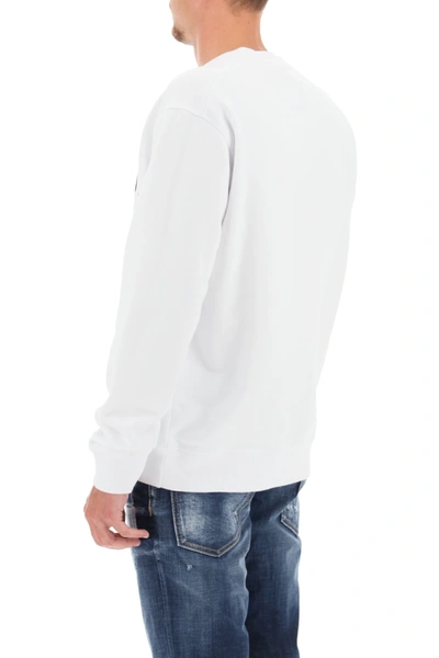 Dsquared2 Ribbed Crew-neck Cotton Sweatshirt With Long Sleeves In White