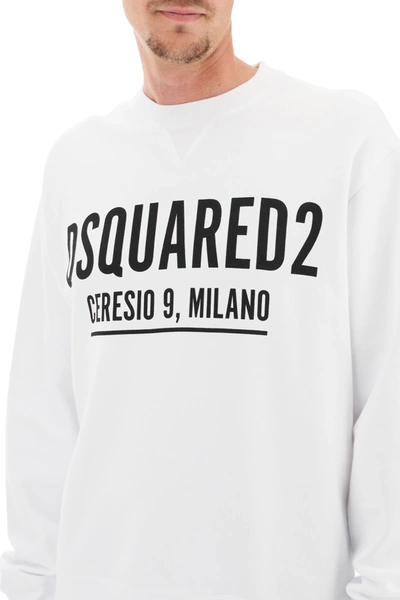 Dsquared2 Ribbed Crew-neck Cotton Sweatshirt With Long Sleeves In White