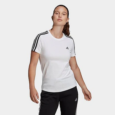 Shop Adidas Originals Adidas Women's Essentials Slim 3-stripes T-shirt In White/black