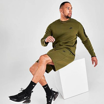 Shop Nike Men's Sportswear Tech Fleece Shorts In Rough Green/black