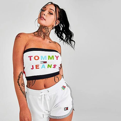 Tommy Hilfiger Tommy Jeans Women's Bandeau Top Size X-small Cotton In Rouge  Multi | ModeSens