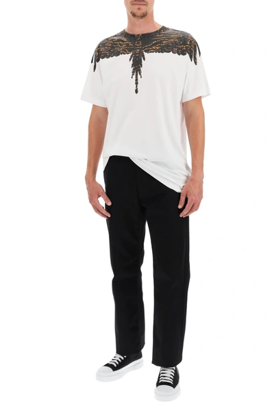 Shop Marcelo Burlon County Of Milan Wings T-shirt In White,black,orange,khaki