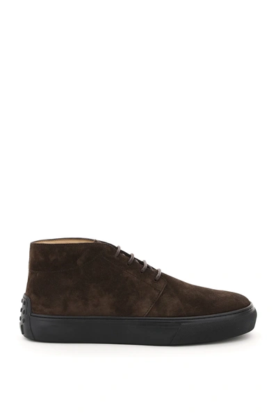 Shop Tod's Suede Laced Ankle Boots In Brown