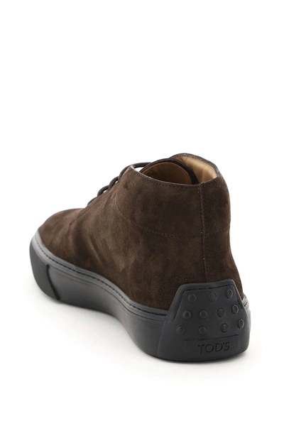 Shop Tod's Suede Laced Ankle Boots In Brown