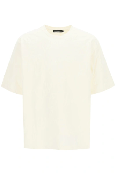 Shop Dolce & Gabbana Oversize All-over Logo T-shirt In White