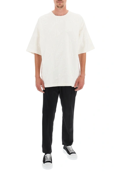 Shop Dolce & Gabbana Oversize All-over Logo T-shirt In White