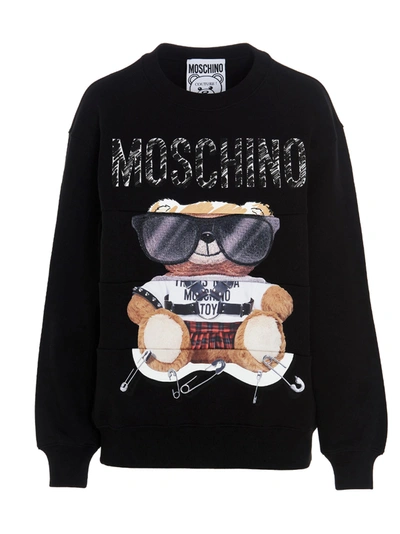 Shop Moschino Teddy Occhiali Sweatshirt In Black
