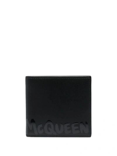 Shop Alexander Mcqueen Man Black Mcqueen Graffiti Wallet