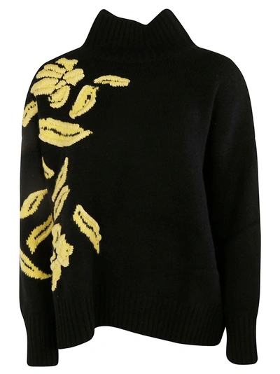 Shop Ermanno Scervino High Neck Embroidered Sweater In Black