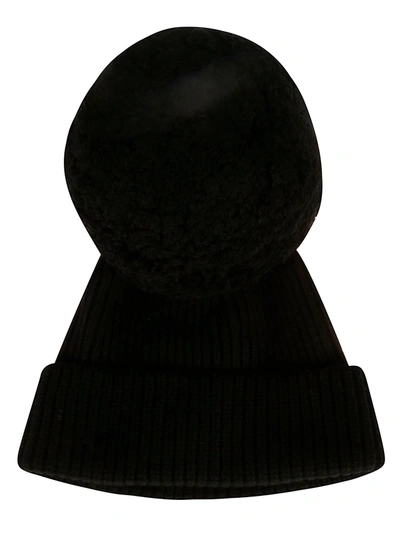 Shop Alberta Ferretti Pom Pom Detail Knit Beanie In Black